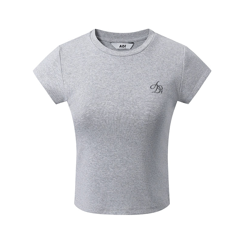 Classic Cropped T-shirt - Short Sleeve Fitted Basic Tee