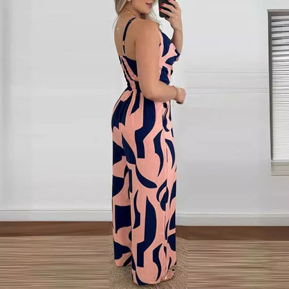 Clothing Summer Printed Suspender Trousers Jumpsuit