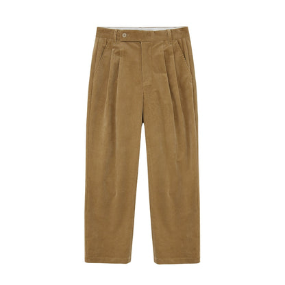 Wide Waist Tab Double-pleated Relaxed Cropped Pants