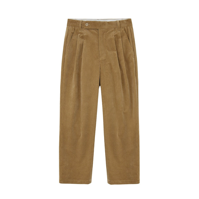Wide Waist Tab Double-pleated Relaxed Cropped Pants