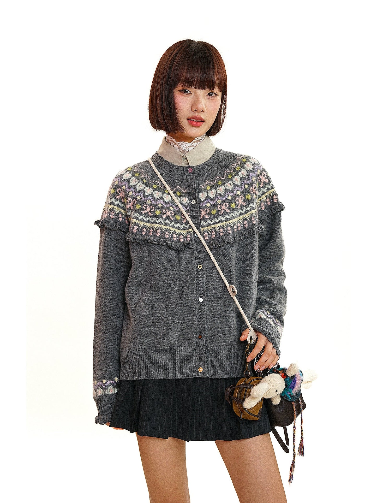 Fringe Fairisle Crochet Cardigan