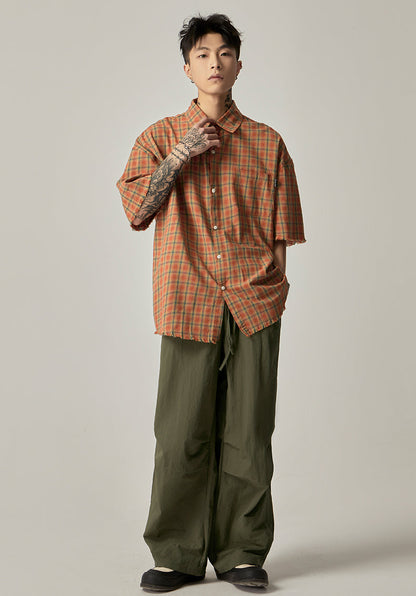 Grey Drawstring Loose Cargo Pants