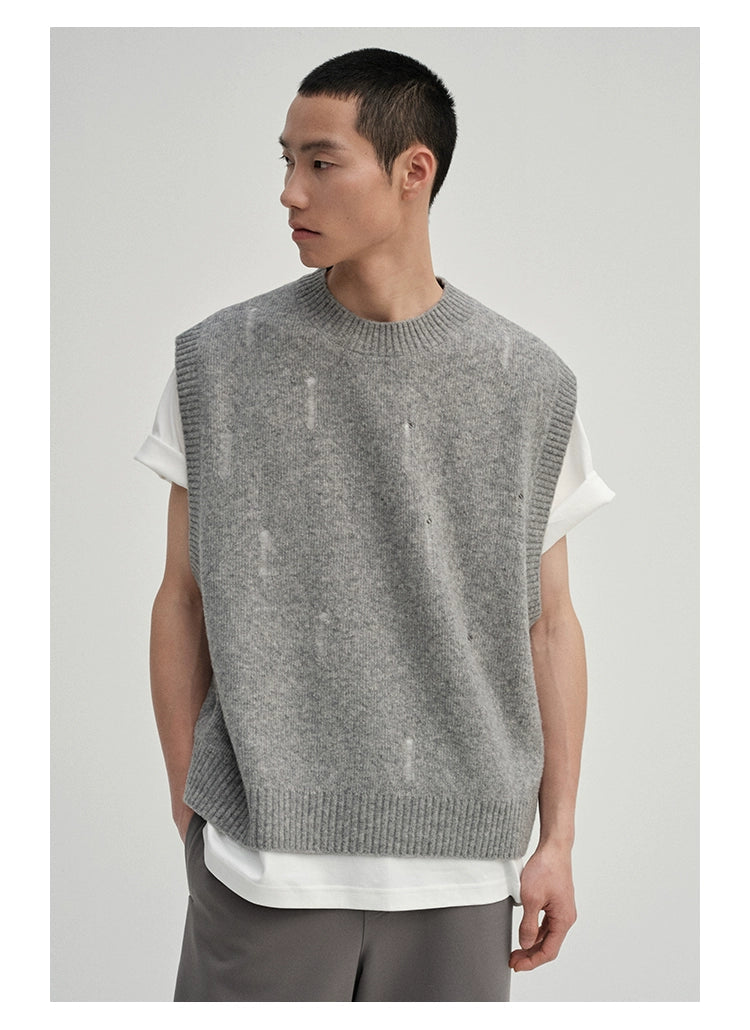 Irregular Distressed Open-knit Cardigan/vest