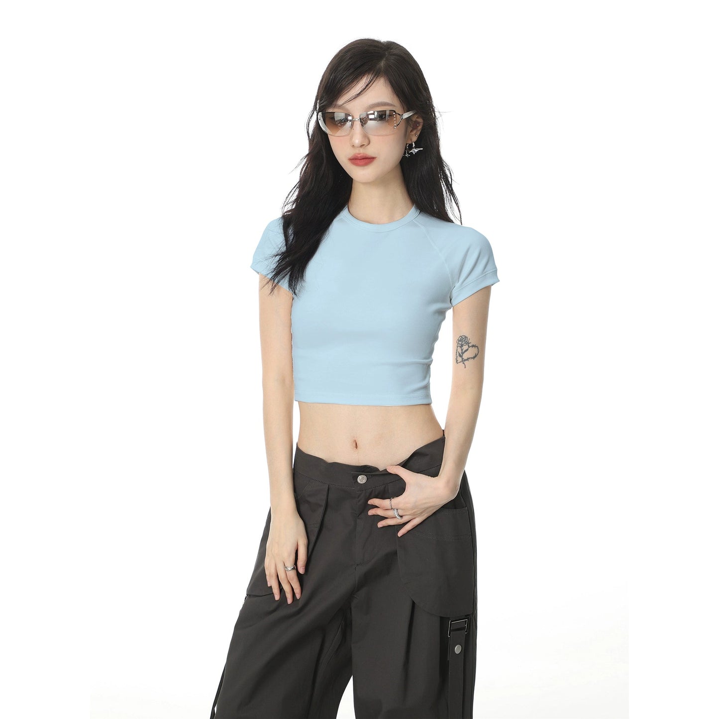 Color Regular Shoulder Short Sleeve T-shirt