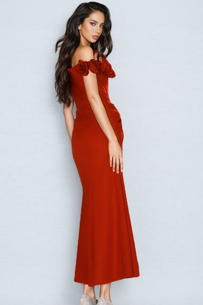 Lorins 3d Red Fishtail Maxi Dress