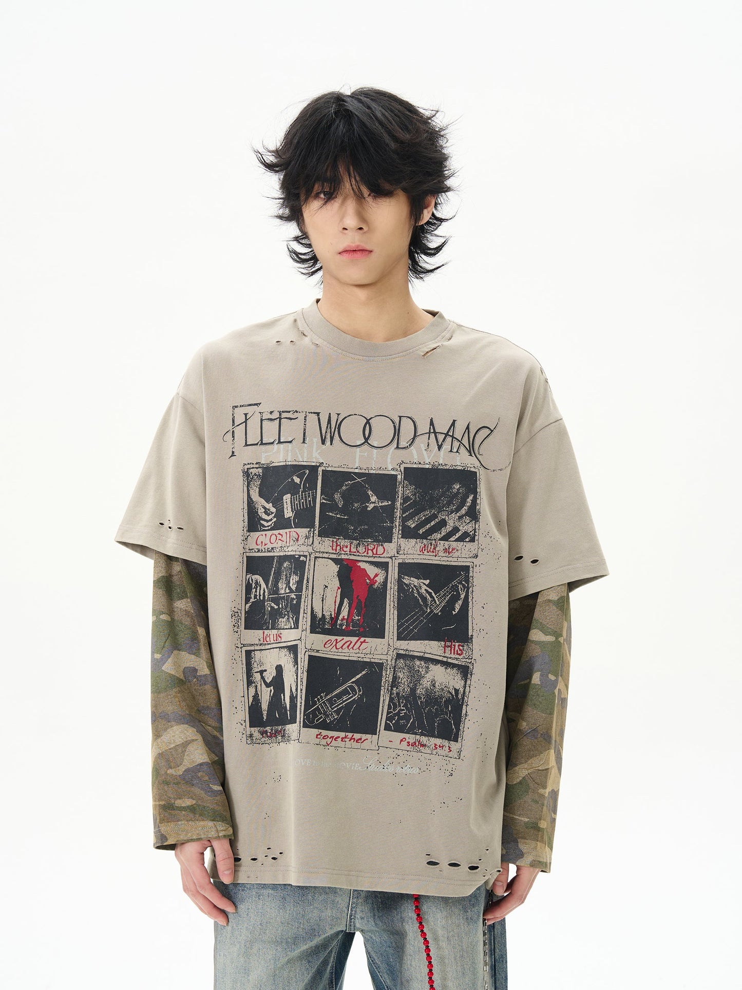 Layered Camo Sleeve T-shirt