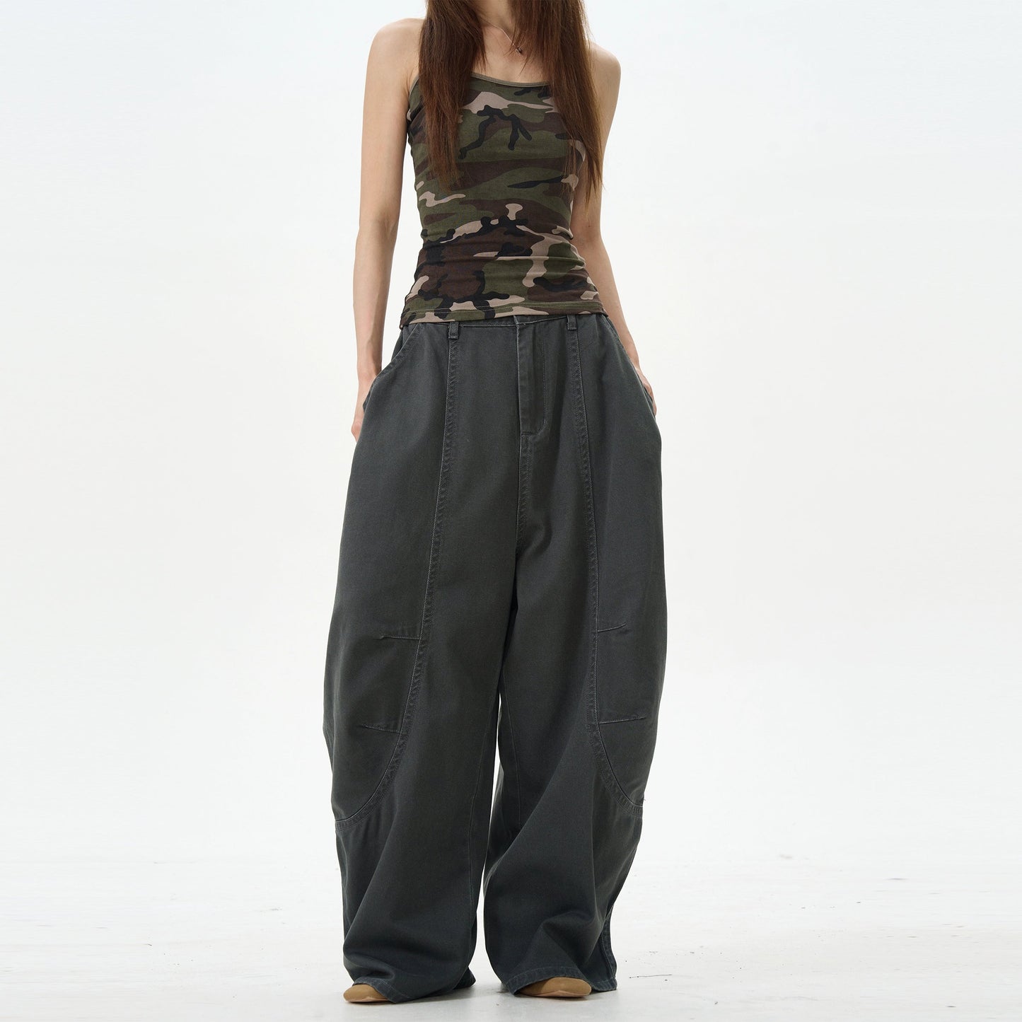 Charcoal Baggy Street Cargo Pants