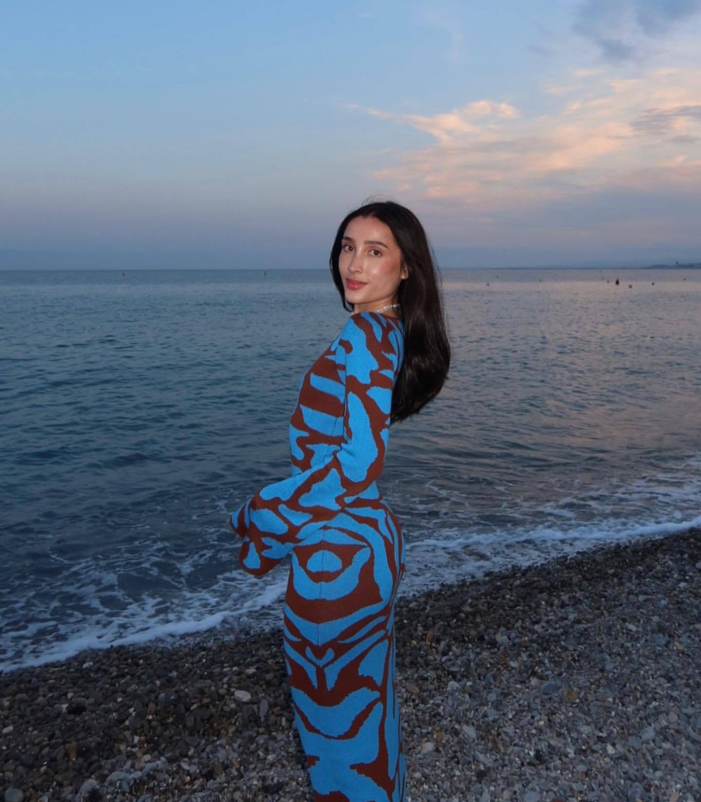 Autumn Winter Clothing Autumn Crew Neck Bell Sleeve Vertical Sesame Bottom Jacquard Slim Maxi Dress