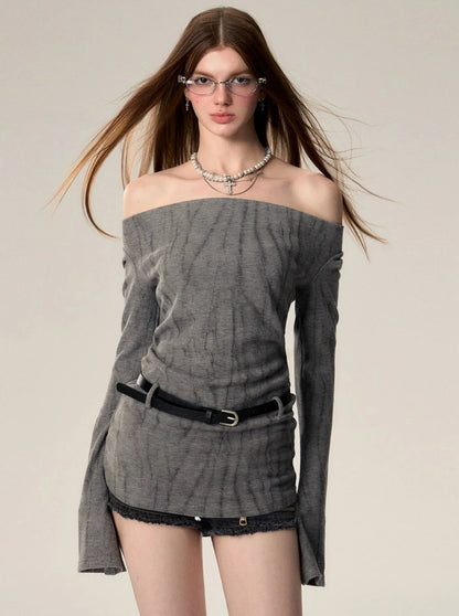 Neck Bell Sleeve Midi T-shirt