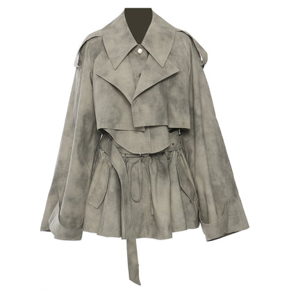Autumn Winter Camouflage Printing Ink Printing Coat Trench Coat Skirt Suit