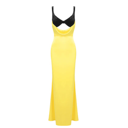 Camisole Evening Dress Clothing Dress Split Velvet Patchwork Cutout Maxi Dress Underdress