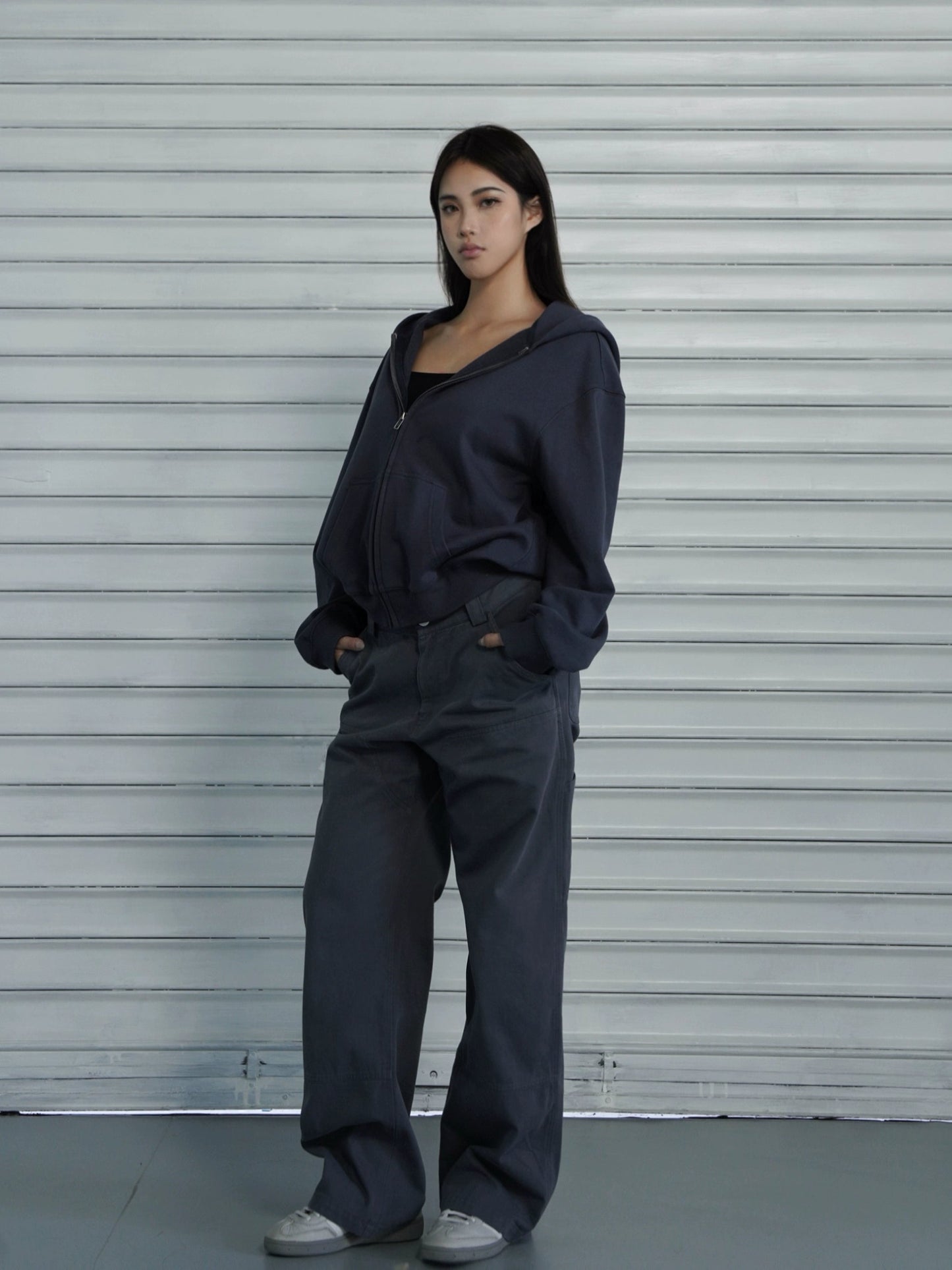 Athletic Zip-up Hooded Sweatshirt
