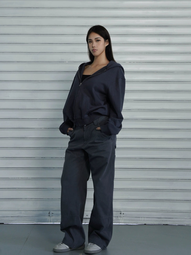 Athletic Zip-up Hooded Sweatshirt