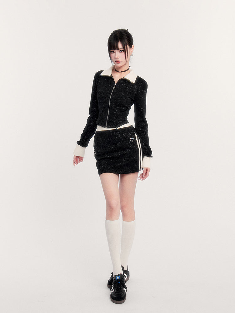 Sporty Zip Jacket/slim Skirt