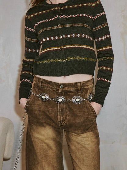 Fair Isle Cropped Cardigan