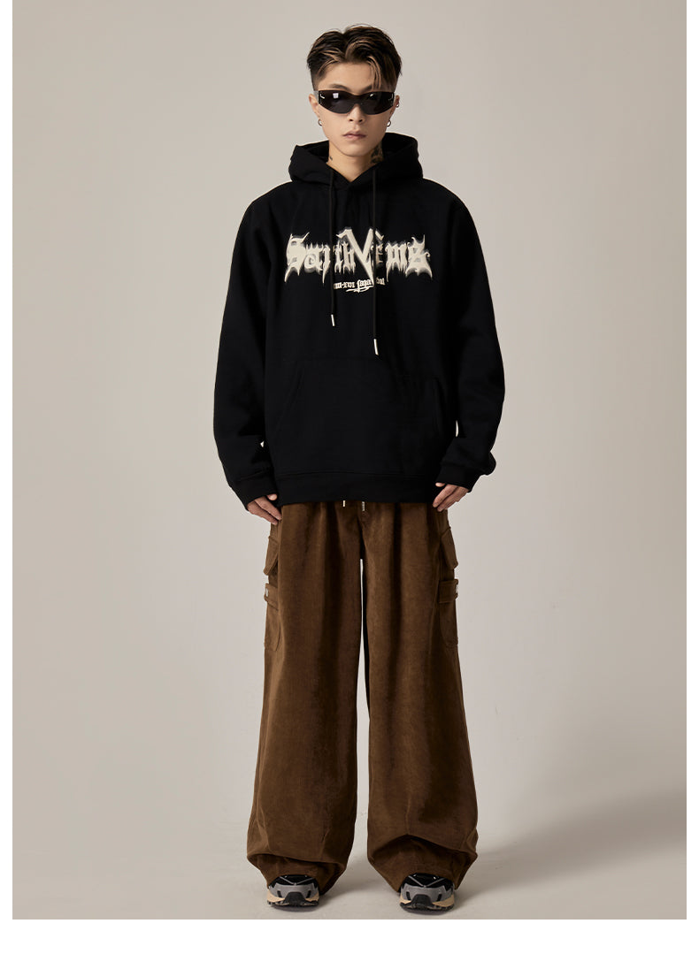 Black Baggy Drawstring Cargo Pants