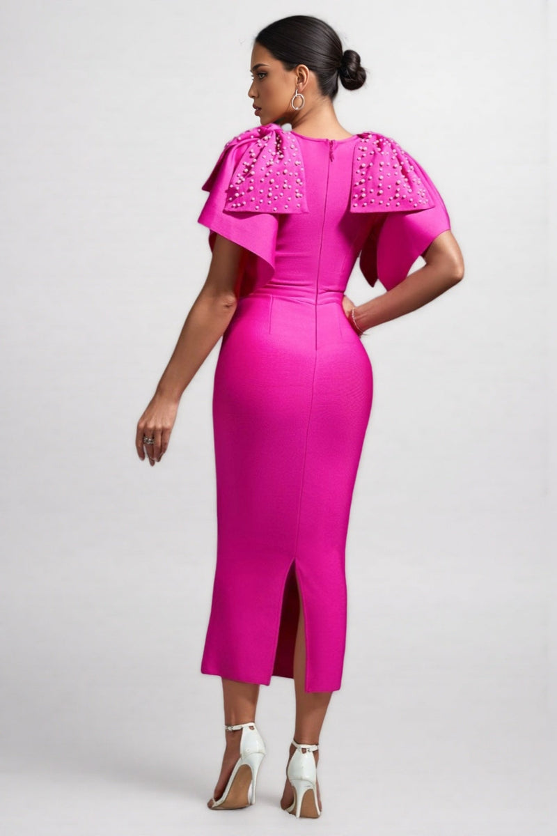 Elara Beaded Skinny Bandage Maxi Dress