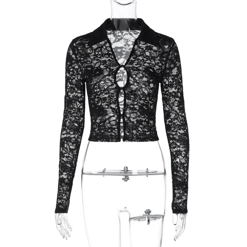 Clothing Spring Summer Lace Cardigan Lightweight Long Sleeved Top