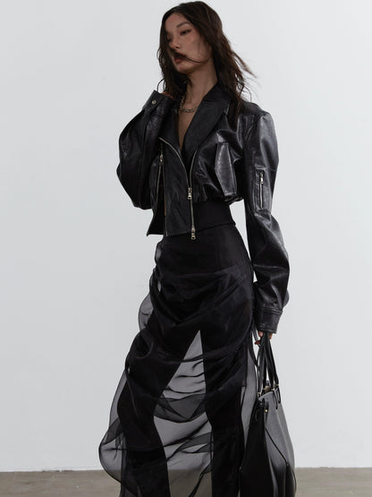 Jnylon Studio Two-piece Maxi Skirt Set - Black Sheer Overlay Dress With Underskirt