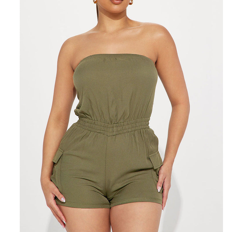 Clothing Comfortable Color Chest Wrapped Organ Pocket Jumpsuit