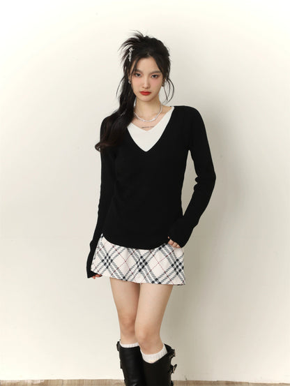 V-neck Long Sleeve Knit Sweater