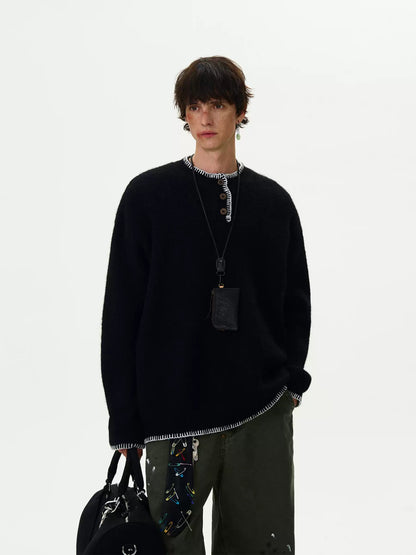 Oversized Sweater With Contrast Stitching