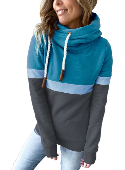 Sweatshirt Autumn Winter Color Stitching Pullover Hooded Sweatshirt for