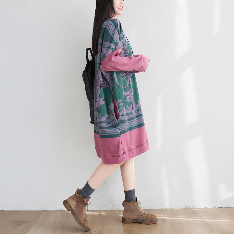 Mid Length Sweater Washed Round Neck Cashmere Padded Dress