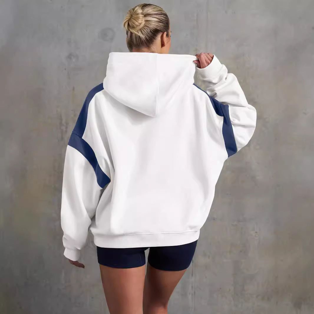 Early Autumn Contrast Color Drop Shoulder High End Clothing Varsity Jacket Brand Hoodie Hooded Sweatshirt Outer