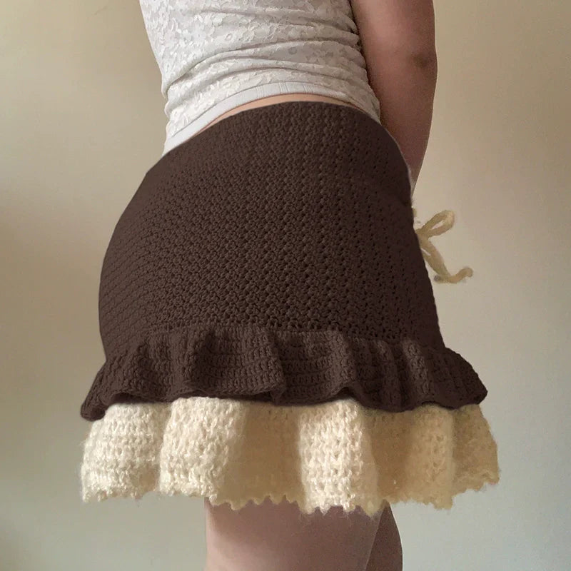 Ahlam Colorblock Wool A-line Skirt
