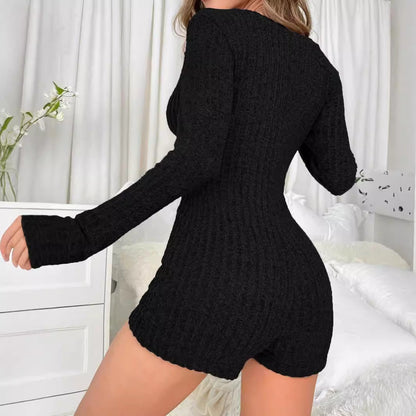 Clothing Home Jumpsuit Autumn Winter Comfort Slim Three Point Jumpsuit