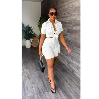 Clothing Urban Shirt Short Sleeve Shorts Color Two Piece Set