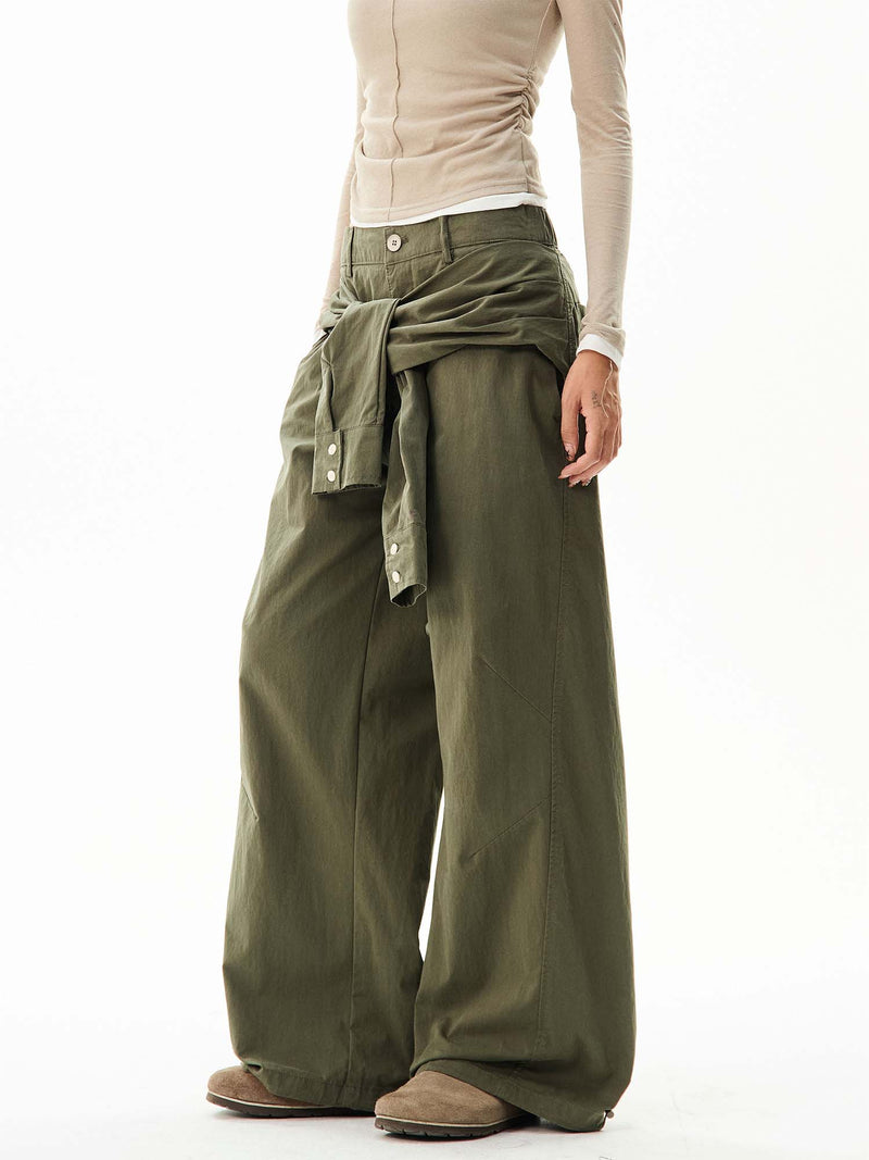 Wide-leg Cargo Pants With Tie-front Detail
