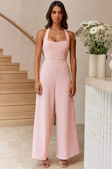 Clothing Spring Summer Color Halter Backless Wide Leg Jumpsuit