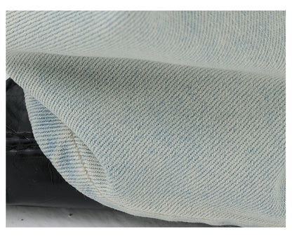 Light Blue Loose Straight Wide-leg Denim Pants With Embroidery Design