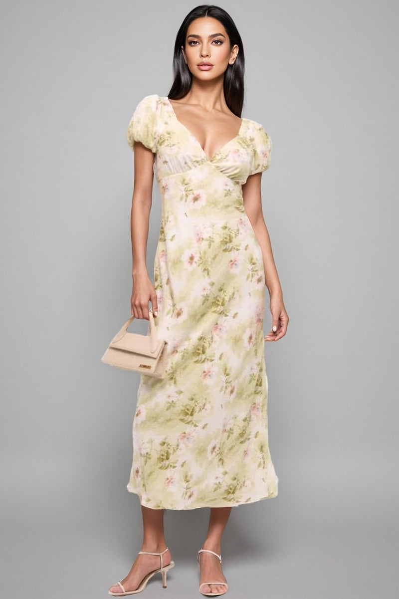Julike Bubble Sleeve Midi Dress