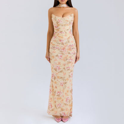 Dress Boning Corset Tube Top Skinny Sheath Skirt Long Skirt Set Autumn Two-piece Set High Grade With Scarf