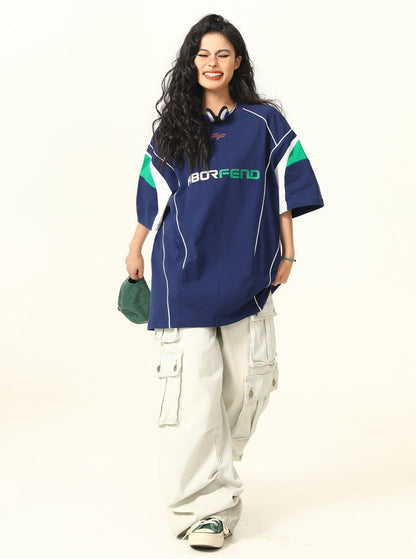Sporty Retro-futuristic Oversized T-shirt