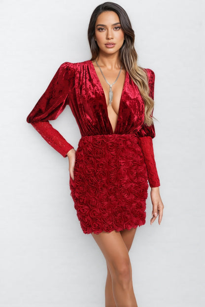 Dax 3d Long Sleeve Mini Dress