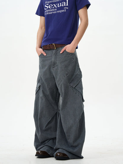 Charcoal Wide-leg Cargo Pants