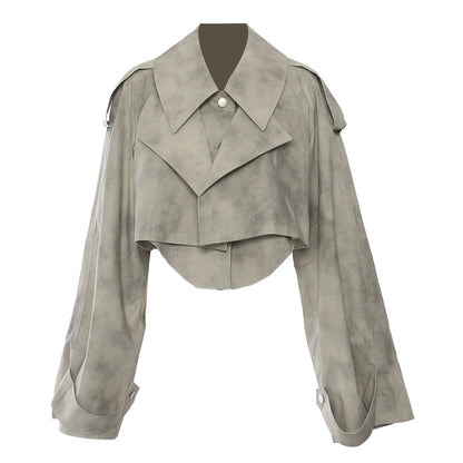 Autumn Winter Camouflage Printing Ink Printing Coat Trench Coat Skirt Suit