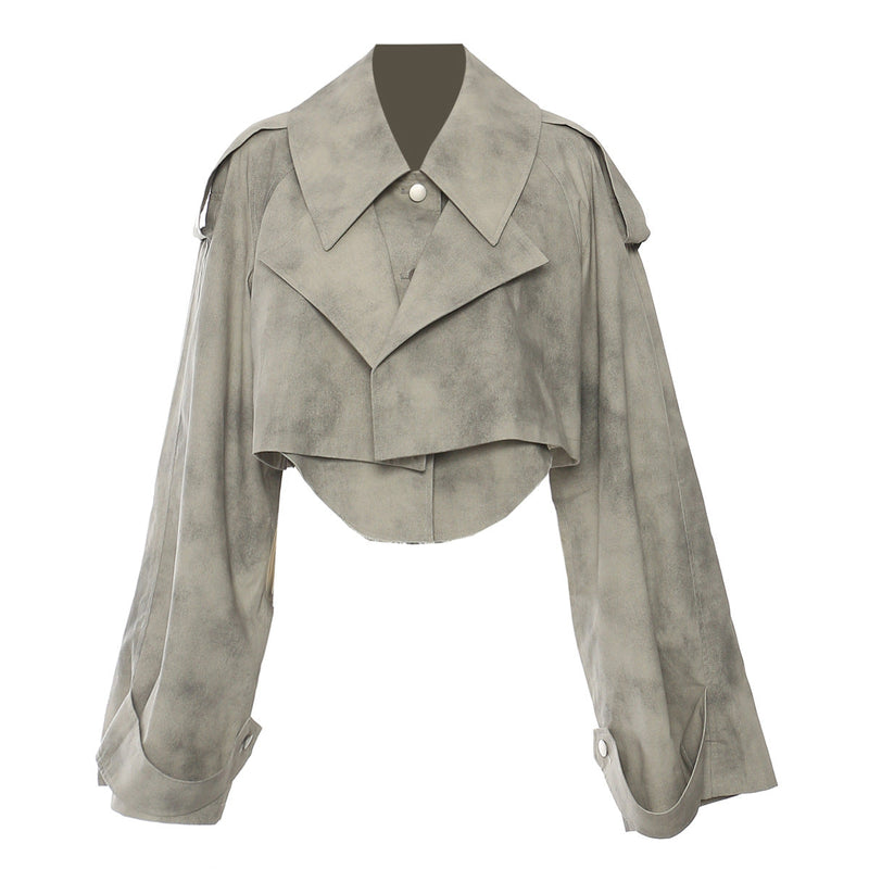 Autumn Winter Camouflage Printing Ink Printing Coat Trench Coat Skirt Suit