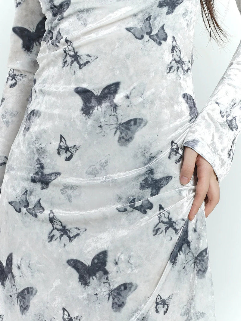 Butterfly Velvet Maxi Dress