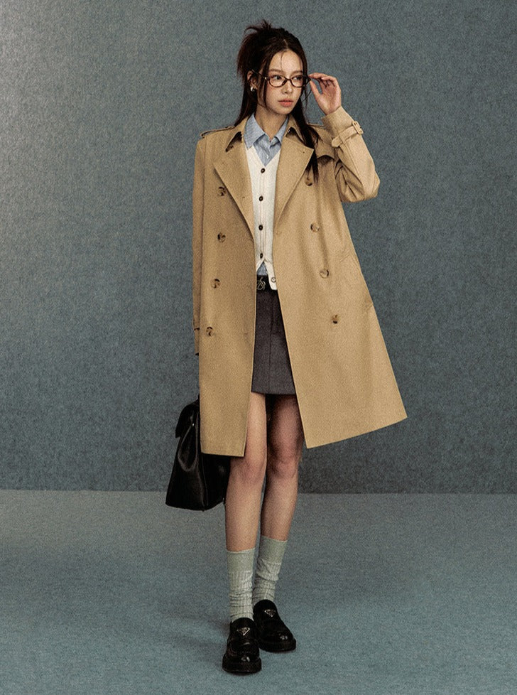 Classic Double-breasted Trench Coat: Belted Outerwear for