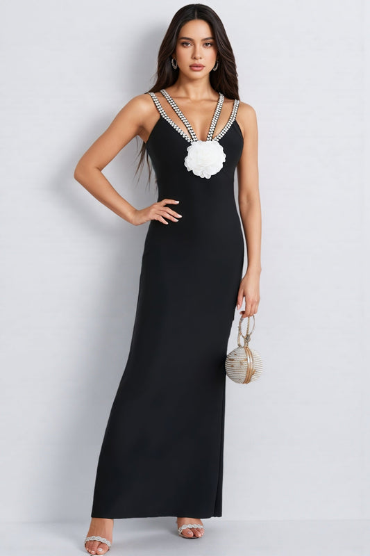 Bexua Black 3d Maxi Dress