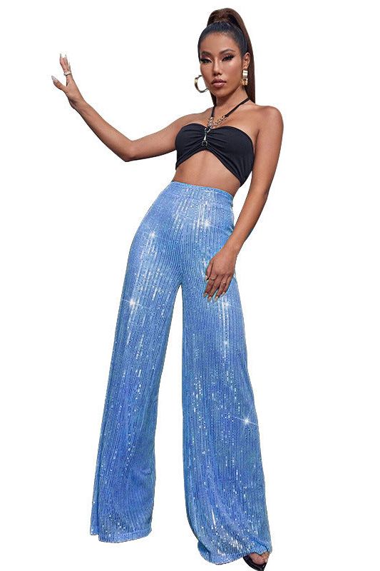Sequined Loose Drape Pants