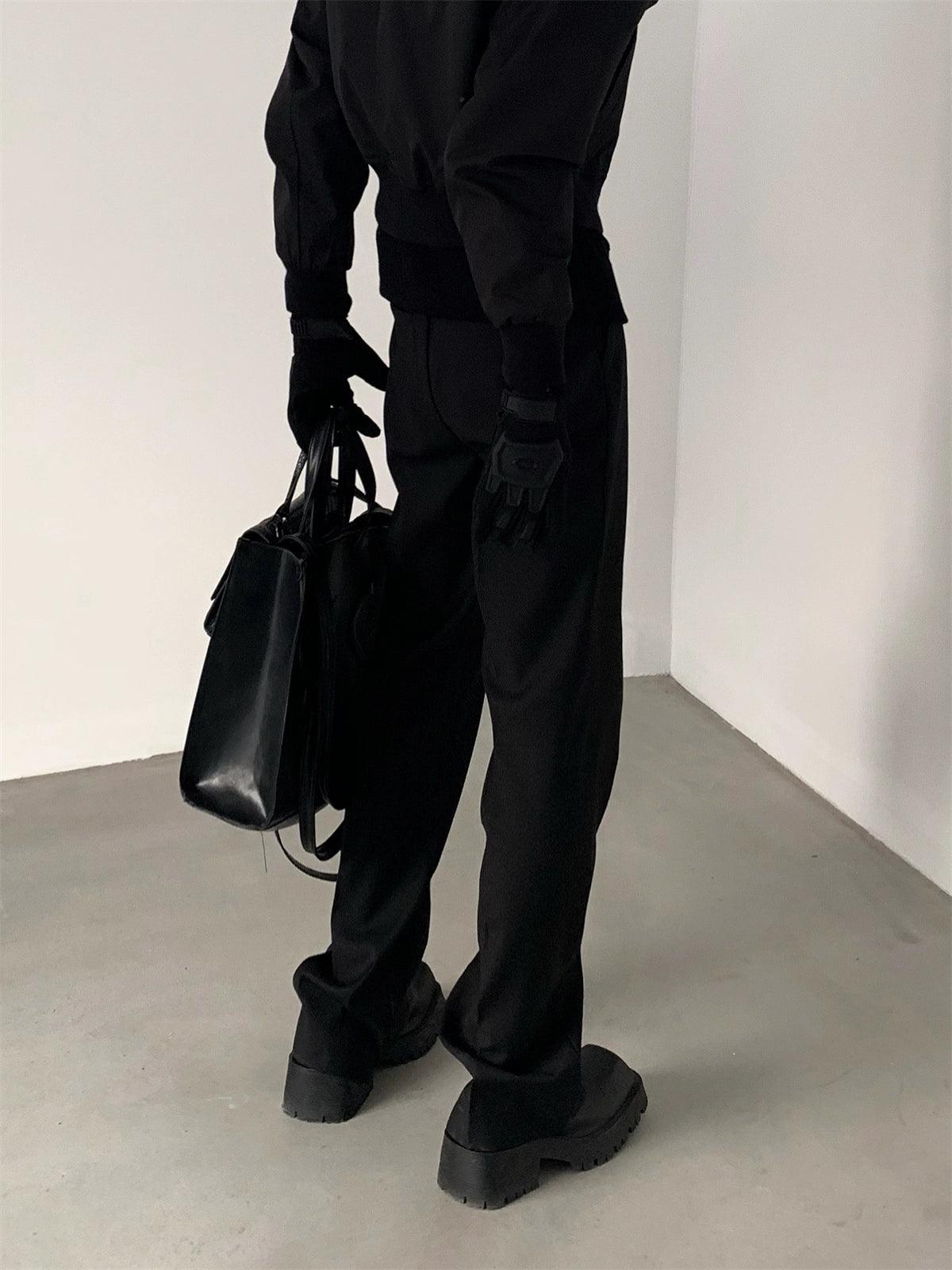 Black Straight-leg Classic Pants