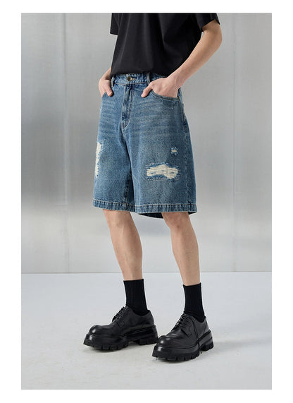 Distressed Patchwork Cropped/short Pants