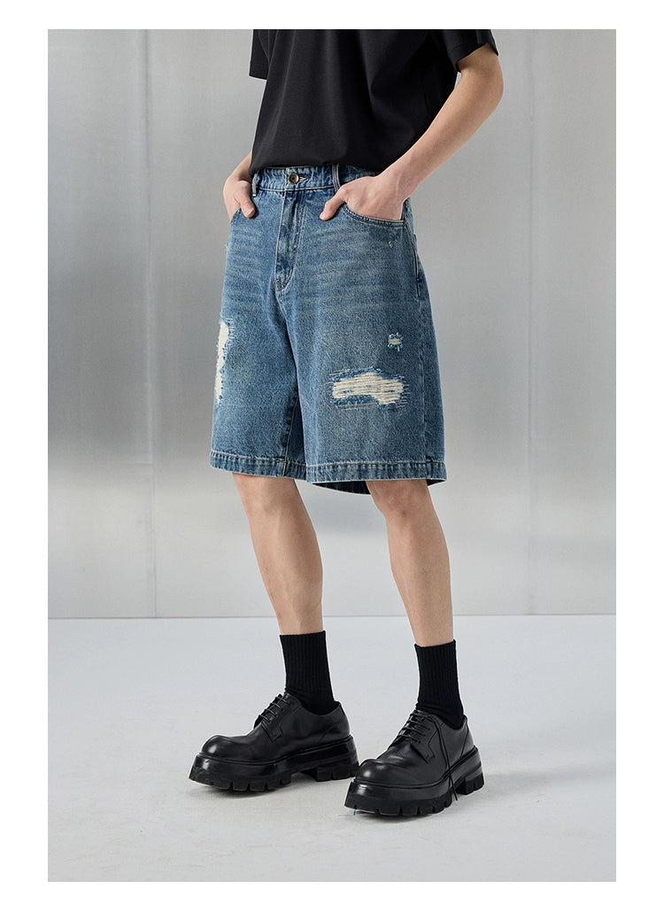 Distressed Patchwork Cropped/short Pants