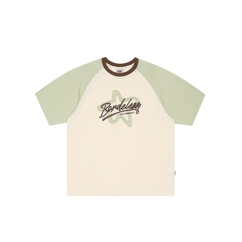 Contrast T-shirt With Star Raw Edge